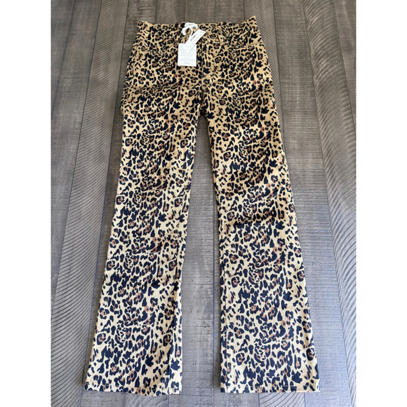 J.Crew Leopard Print Straight Leg Pants Women’s Size 25 Stretch Cotton Mid-Rise - Picture 3 of 9